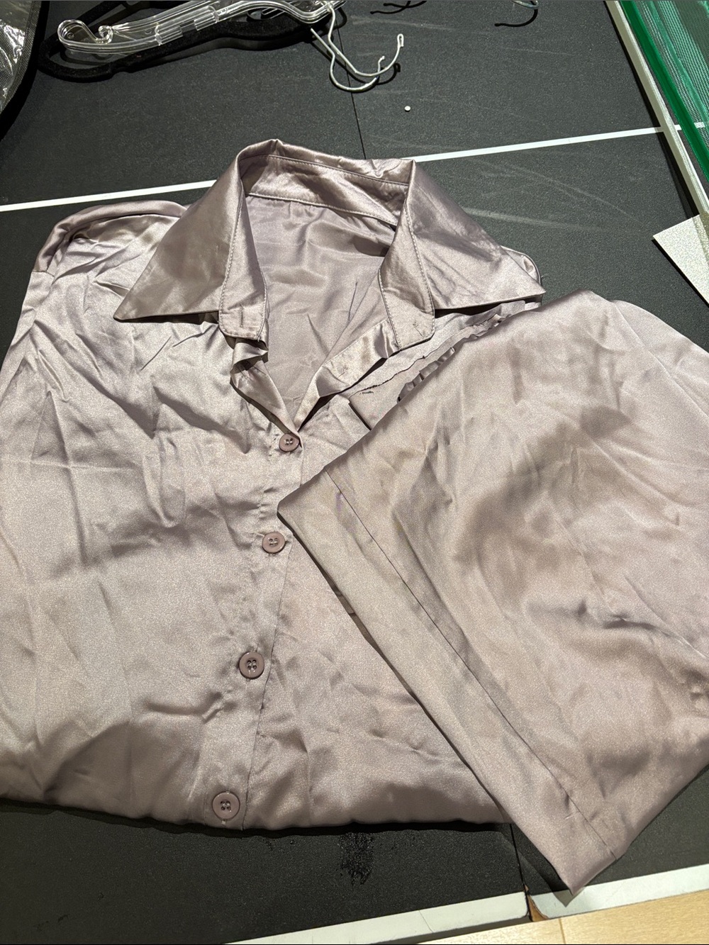 Grey silk pajamas